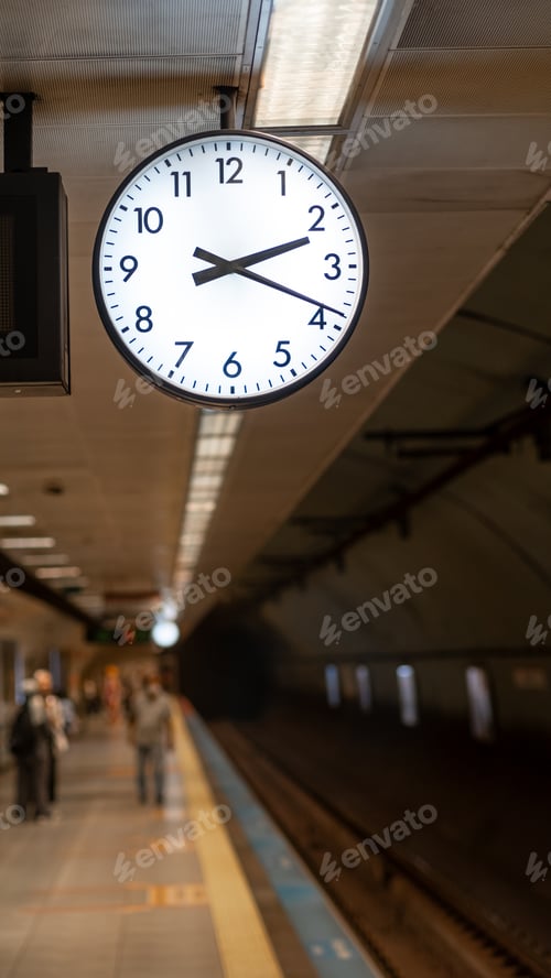 Preview: Round the clock in the subway subway station at train station for watch time