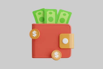 Preview: Cartoon wallet with money icon