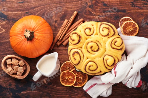 Preview: Cinnamon rolls or cinnabon homemade recipe raw dough preparation sweet traditional dessert buns past