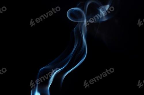 Preview: Blue smoke swirls in abstract form on black background to overlay. Concept of mystery and creativity