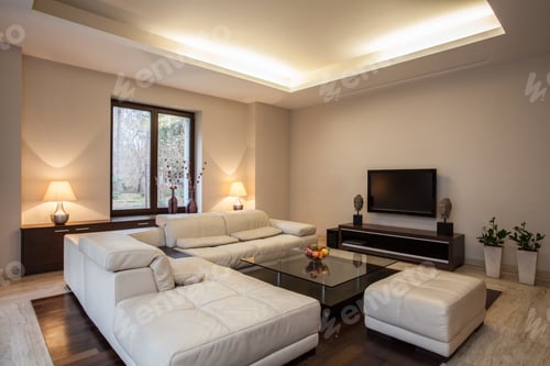Preview: Travertine House: View On Bright,Unusual Living Room