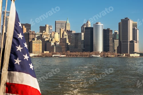 Preview: American Flag and the New York City Skyline