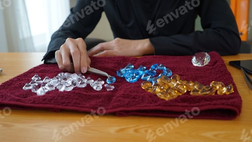 Preview: young pretty modern muslim woman in hijab working on in office room, education online,