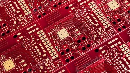 Preview: red printed circuit board. background or texture