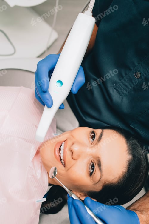 Preview: Patient during 3D Scan of Teeth . Procedure of 3D dental scan