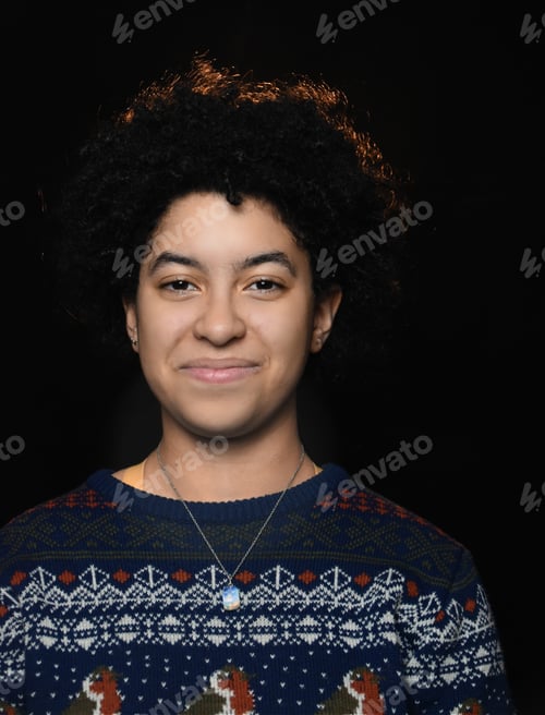 Preview: portrait of beautiful young mixed race woman looking at camera