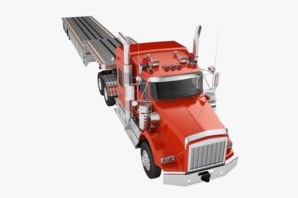 Preview: Long-Haul Semi Truck with Flatbed Trailer