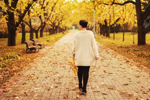Preview: girl walking in the park in autumn