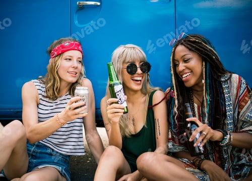 Preview: Friends Drinking Alcohol Beers Together on Road Trip Journey