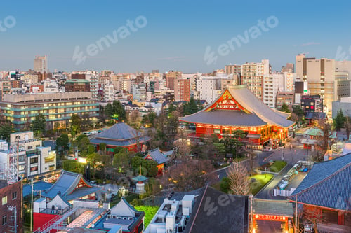 Preview: Tokyo, Japan overlooking Asakusa and Sensoji Temple