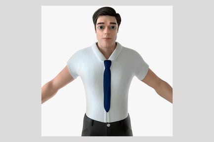 Preview: Cartoon Male in Business Attire with Short Sleeves