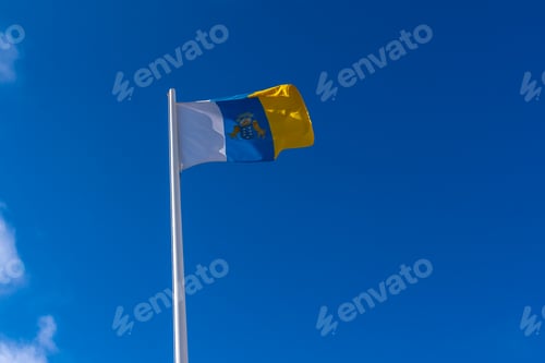 Preview: The beautiful flag of the island of La Palma, Canary Islands. Spain