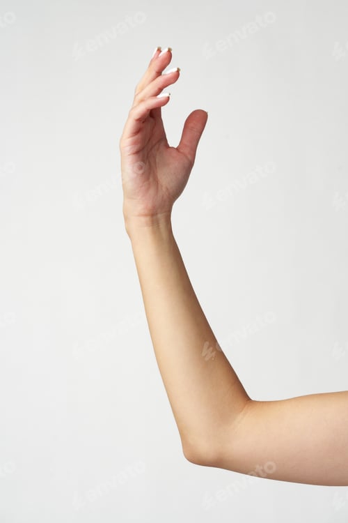 Preview: Female hand on white background close up