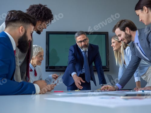 Preview: Corporate business team and manager in a meeting