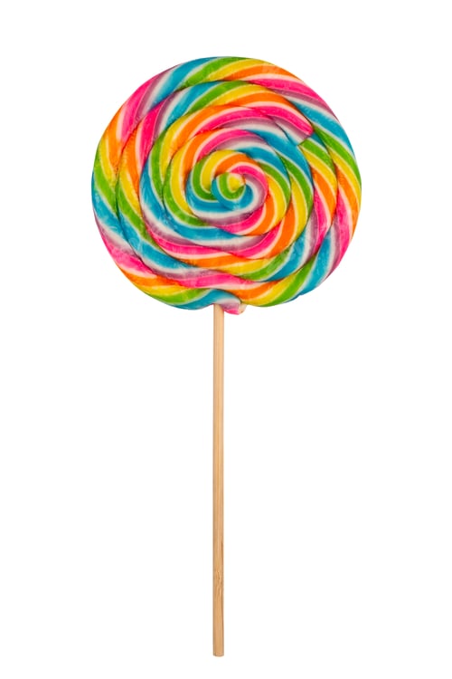 Preview: closeup of colorful lollipop candy on white background