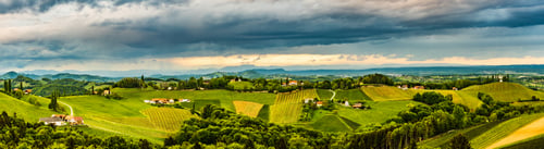 Preview: Panorama of vineyards hills in south Styria, Austria. Tuscany like place to visit