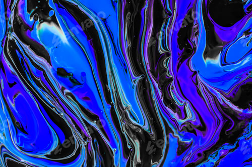 Preview: Close-up shot of thick paint of various bright colors flowing down and mixing together