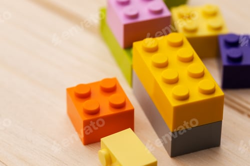 Preview: Details of children's plastic building kit close up