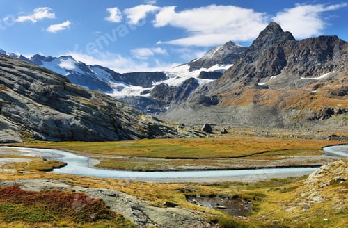 Preview: Mountains and Glacier du Grand Mean above the cirque des Evettes in vanoise national park, France