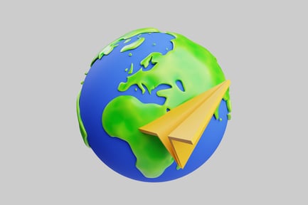 Preview: Globe with yellow paper plane