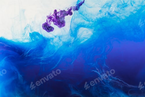 Preview: blue and purple paint mixing in water