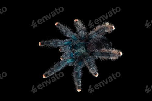Preview: Birdeating Spider top view isolated on black background