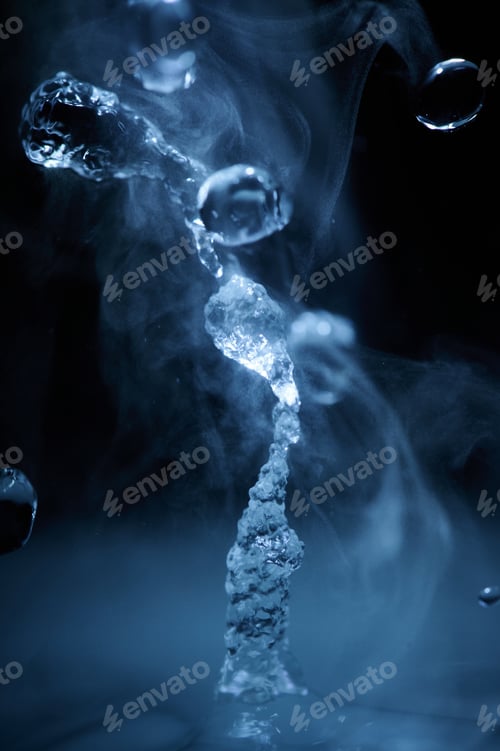Preview: The process of boiling water, a stream of water shooting out of a humidifier or diffuser taken in
