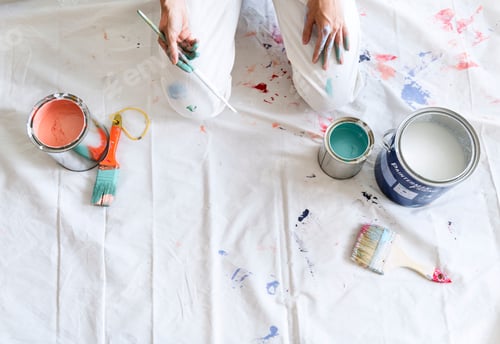 Preview: Woman preparing to paint the wall