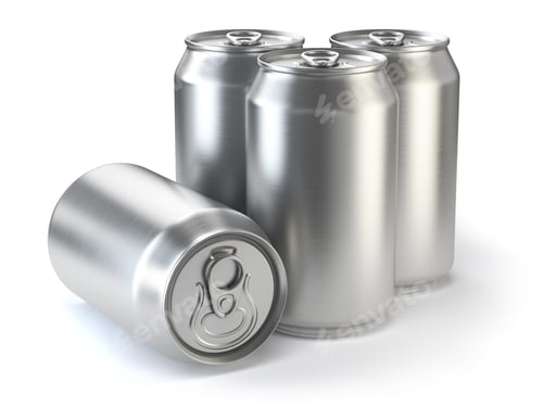 Preview: Aluminium beer cans isolated on white.