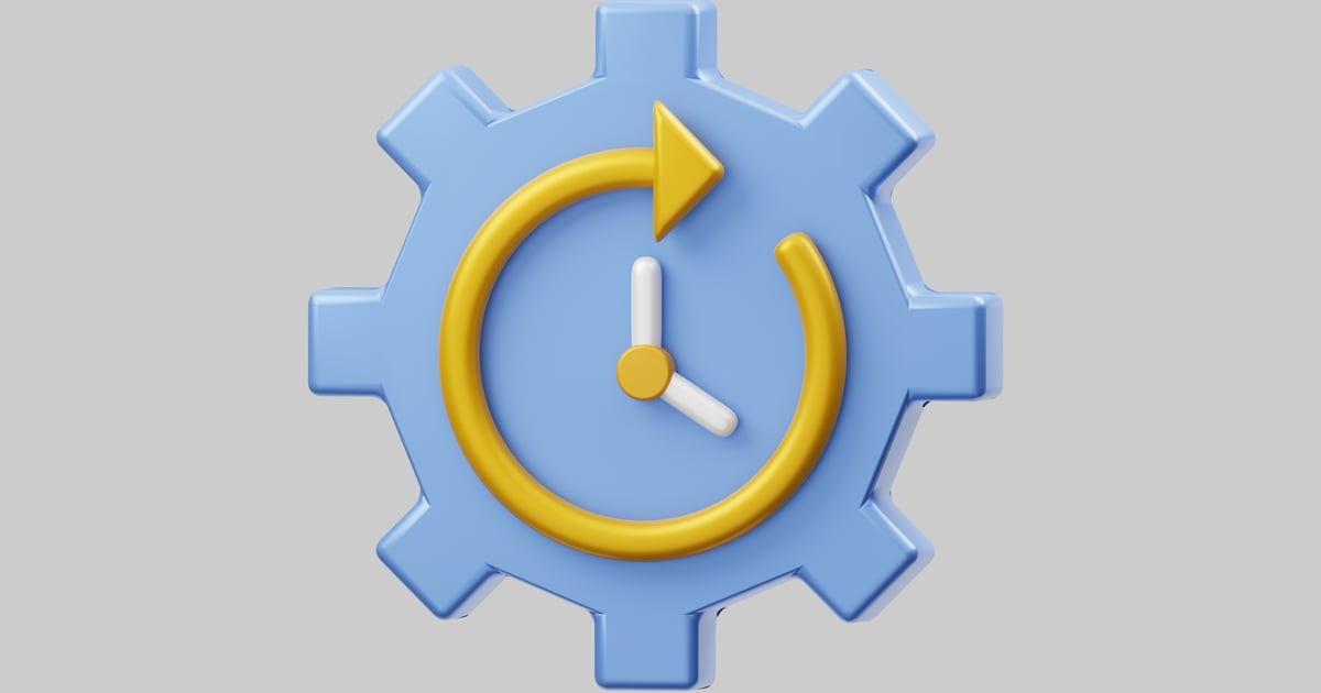 Process timing cog 3D, Incl. arrow & cog - Envato
