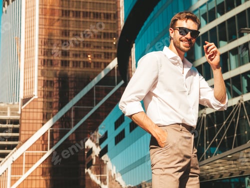 Preview: Handsome man posing outdoors