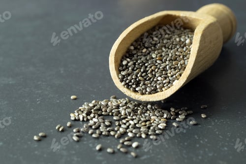 Preview: Chia Seeds in a Wooden Scoop