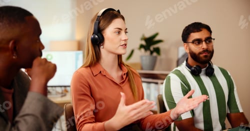 Preview: Computer, manager or people learning customer service, telecom or online support in coaching. Leade