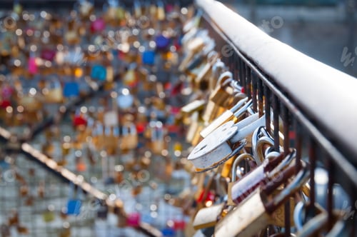 Preview: Love lock on a bridge in Paris