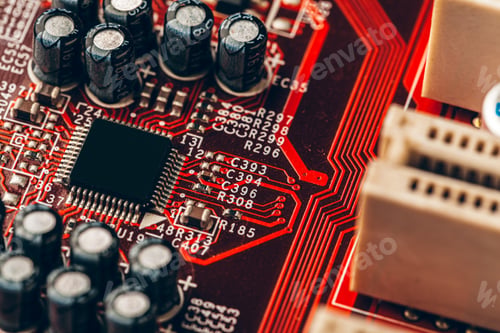 Preview: Close up of a electronic circuit board with processor