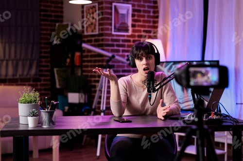 Preview: Online blogger recording lifestyle videoblog on camera