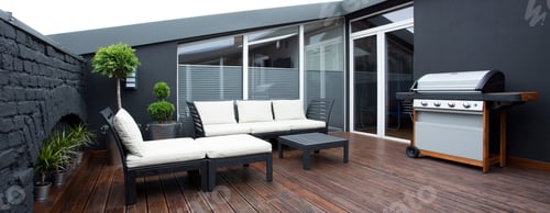Preview: Dark terrace with grill