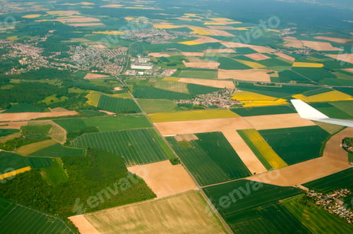 Preview: Aerial view of agricultural fields Seattle, Washington, United States.