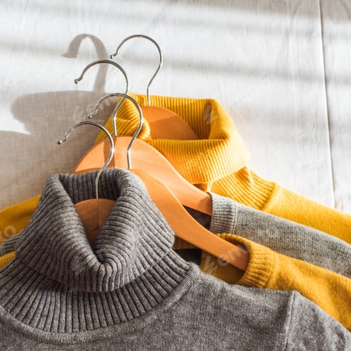 Preview: Yellow illuminated color and gray winter sweaters