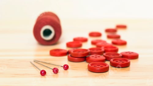 Preview: Red sewing supplies close-up