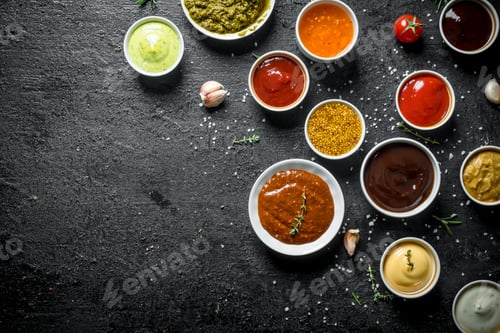 Preview: Bowls with delicious sauces.