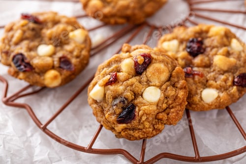 Preview: Fresh Baked Cookies with Dried Cranberries and White Chocolate