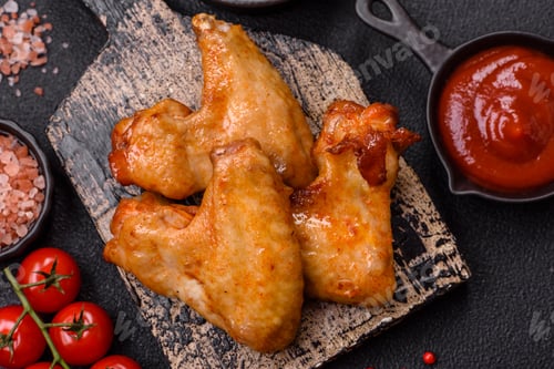 Preview: Delicious fried chicken wings with salt, spices and herbs