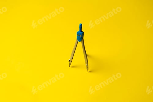 Preview: a compass circle drawing toolisolated, geometry school supplies