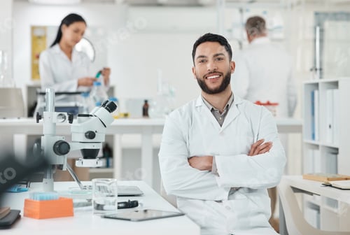 Preview: Portrait of a young scientist working in a lab
