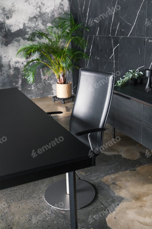 Preview: Modern Office Table with Chairs and Plant Decor