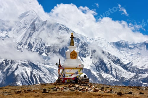 Preview: Buddhist stupa and Himalayas landscape