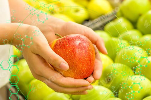 Preview: Woman Hand Choosing Apple At Supermarket. Concept Of Healthy Food, Bio, Vegetarian, Diet.