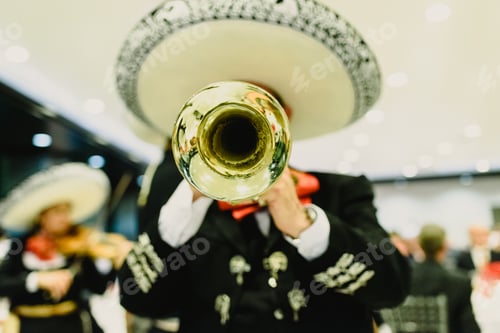 Preview: Mexican musician with his trumpet and guitars