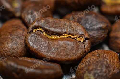 Preview: Close up photo of coffee bean. Macro photography.